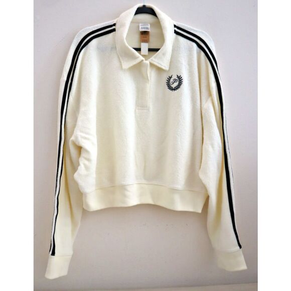 PINK x Victoria's Secret Women's Sz 2XL Cream Reverse Fleece Cropped Sweatshirt - Picture 1 of 7